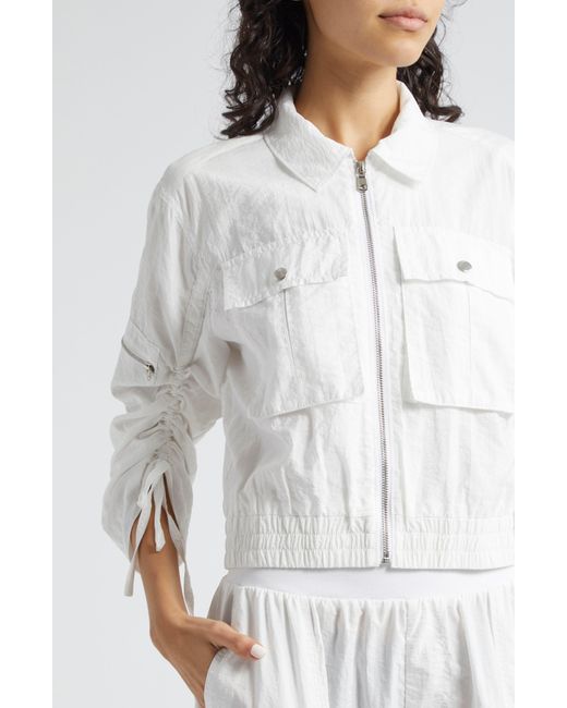 Cinq À Sept Genevive Ruched Sleeve Jacket in White | Lyst