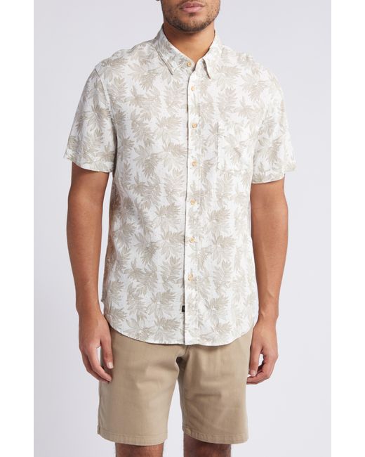 Rails White Carson Leaf Print Short Sleeve Linen Blend Button-up Shirt for men