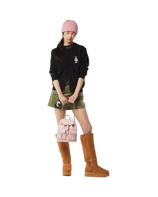 MCM Pink Aren Drawstring Backpack