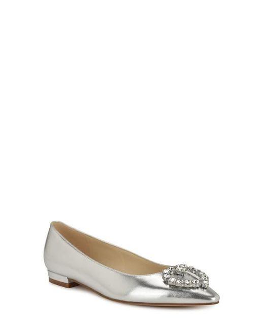 Nine West White Hearts Rhinestone Flat