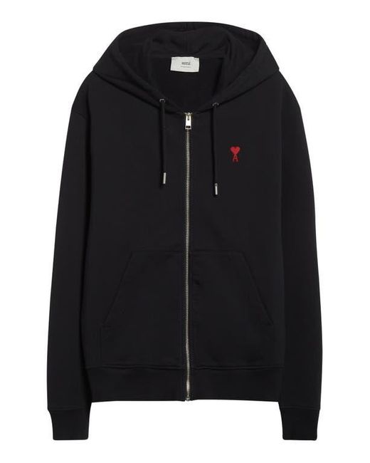 AMI Blue Ami De Coeur Logo Embroidered Zip Hoodie for men