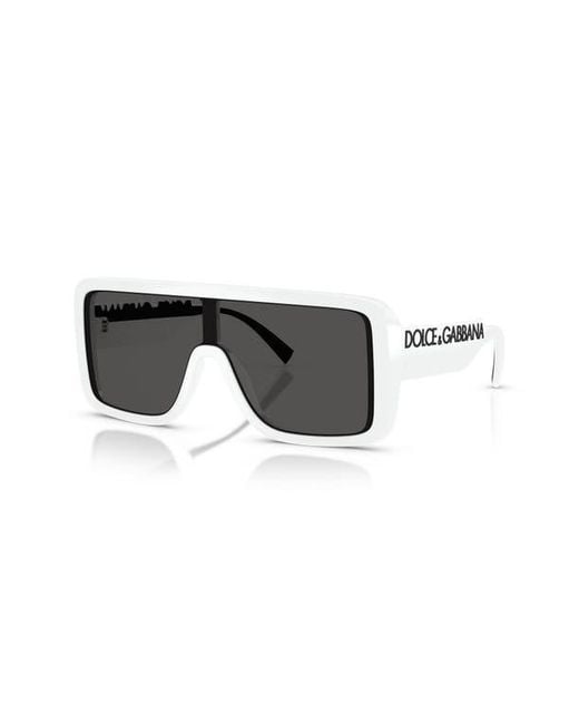 Dolce & Gabbana Black 134Mm Rectangular Shield Sunglasses