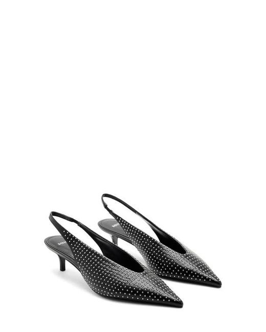 Mango Black Studded Pointed Toe Slingback Pump