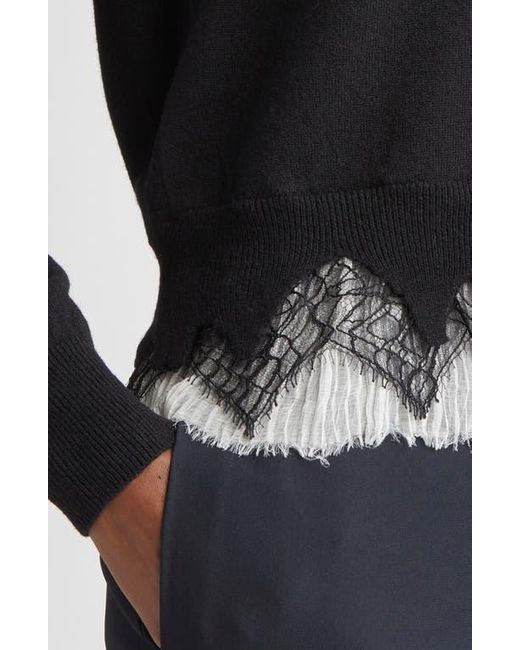 Alexander McQueen Black Cobweb Lace Wool & Cashmere Sweater