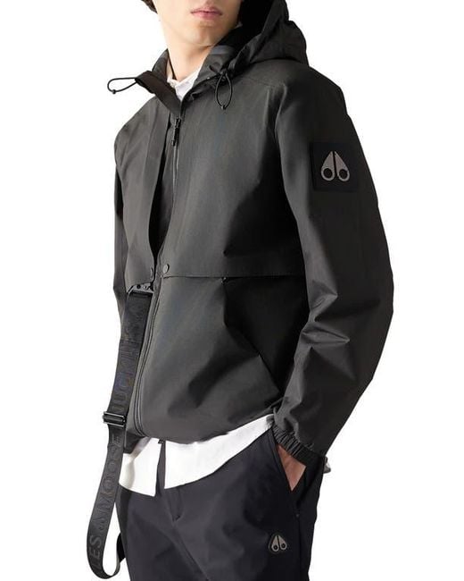 Moose Knuckles Black Knox Packable Rain Jacket for men