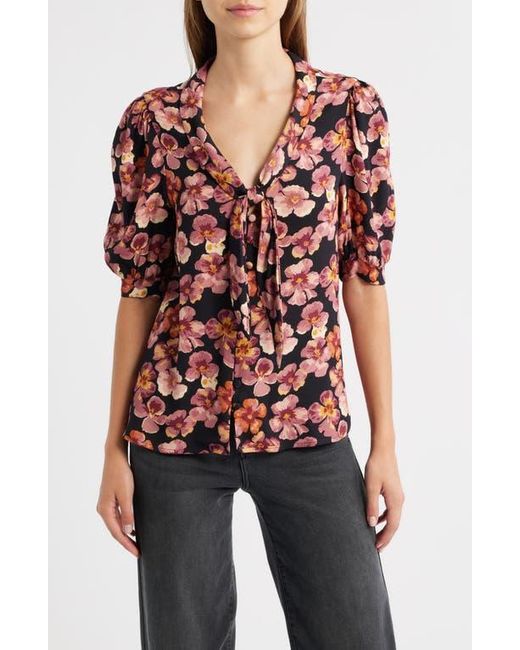 Reformation Multicolor Joelle Floral Tie Neck Button-Up Top