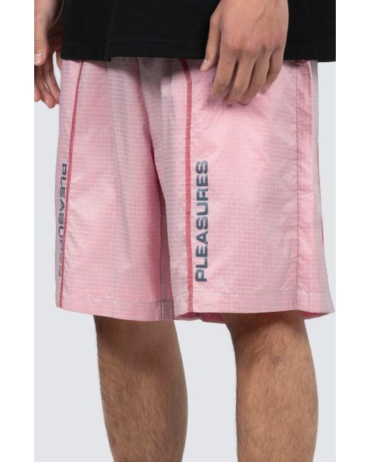 Pleasures Pink Tempo Nylon Ripstop Active Shorts for men
