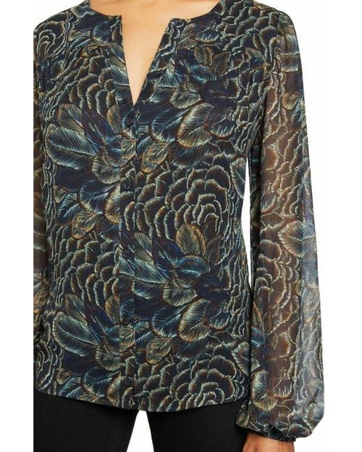 Santorelli Gray Dione Long Sleeve Button Front Blouse