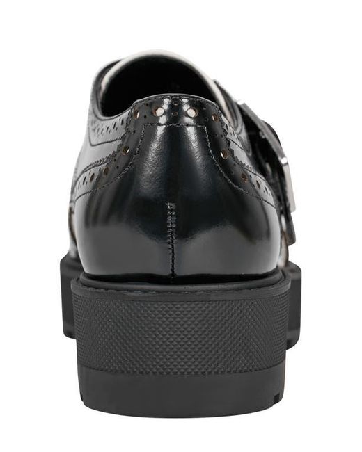 Marc Fisher Black Remona Wingtip Monk Strap Platform Loafer