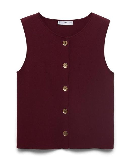 Mango Red Button Front Fine Knit Vest