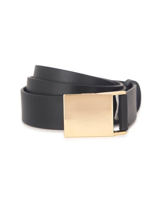 Vince Black Plaque Leather Belt