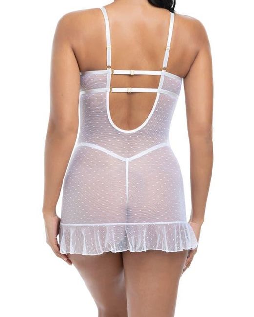 Oh La La Cheri White Portia Open Cup Underwire Chemise & G-String Set