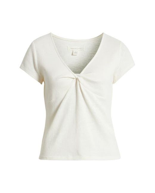 Treasure & Bond Blue Twist Front V-Neck Knit Top