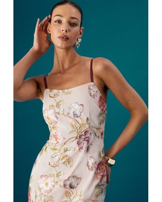 Coast White Muse Strappy Floral Sequin Maxi Dress