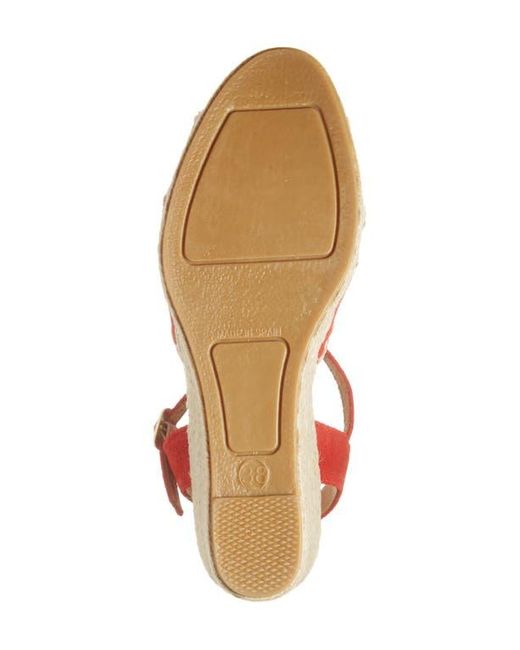 Cordani Red Ember Ankle Strap Espadrille Platform Wedge Sandal