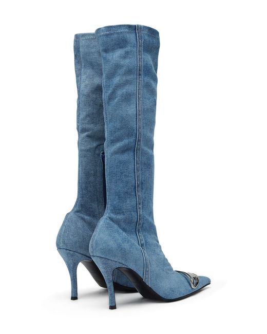 DIESEL Blue Diesel Pointed Toe Knee High Boots