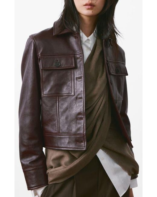 Mango Brown Chaqueta Saint Leather Jacket