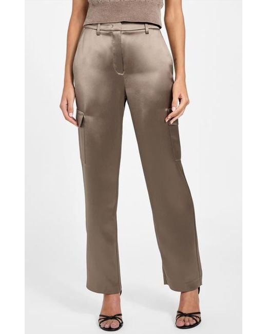 Guess Brown Megan Satin Cargo Pants