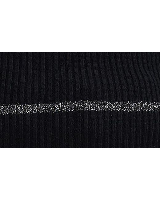 7 For All Mankind Black Puff Sleeve Rib Sweater
