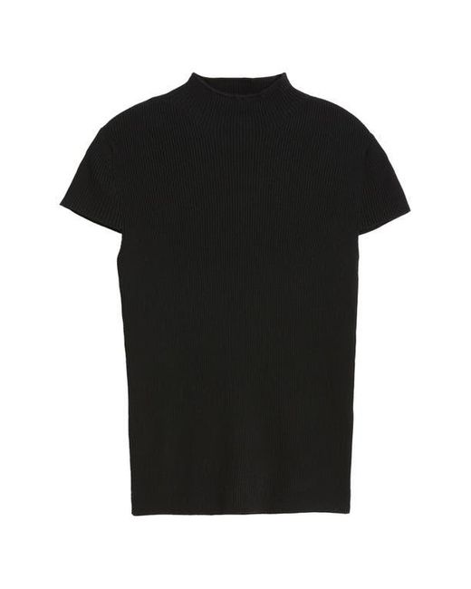 Tahari Black The Ramona Rib Mock Neck Top