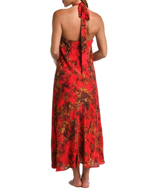 L'Agence Red Geneva Print Cover-up Dress