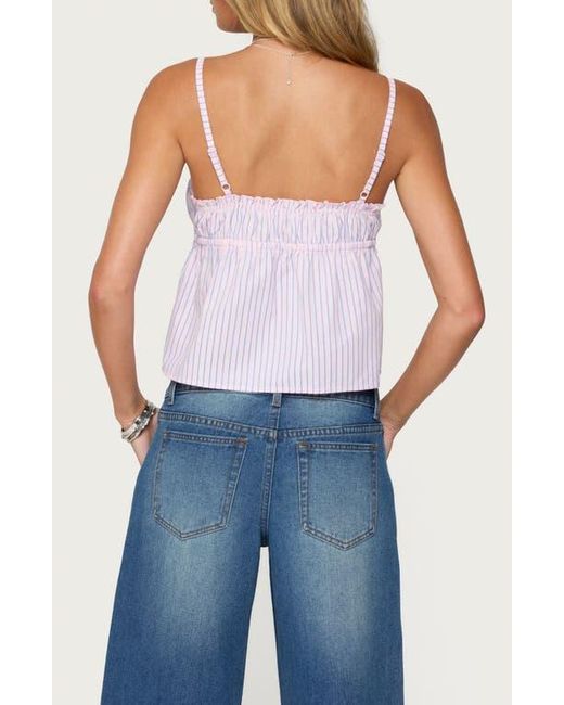 Edikted Blue Avenley Stripe Tie Front Babydoll Camisole