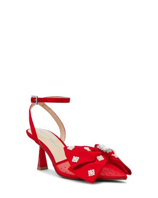 Betsey Johnson Red Mark Ankle Strap Mesh Pump