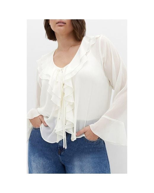 City Chic White Lushious Tiered Ruffle Top