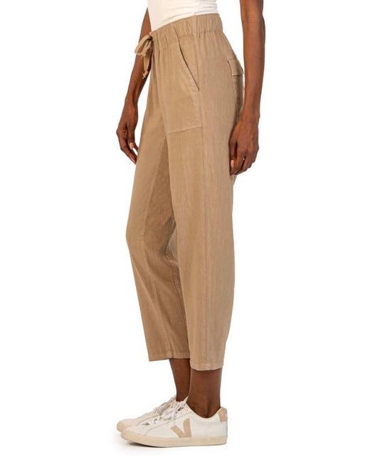 Kut From The Kloth Natural Rosalie Linen Blend Crop Drawstring Pants