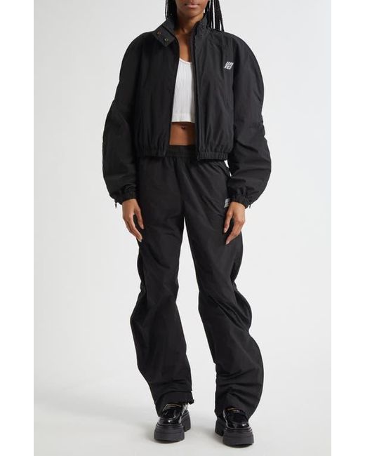 Alexander Wang Black Ruched Wide Leg Track Pants