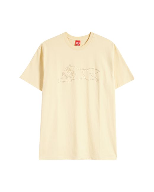 ICECREAM Yellow Pearl Beads Cotton Graphic T-shirt for men
