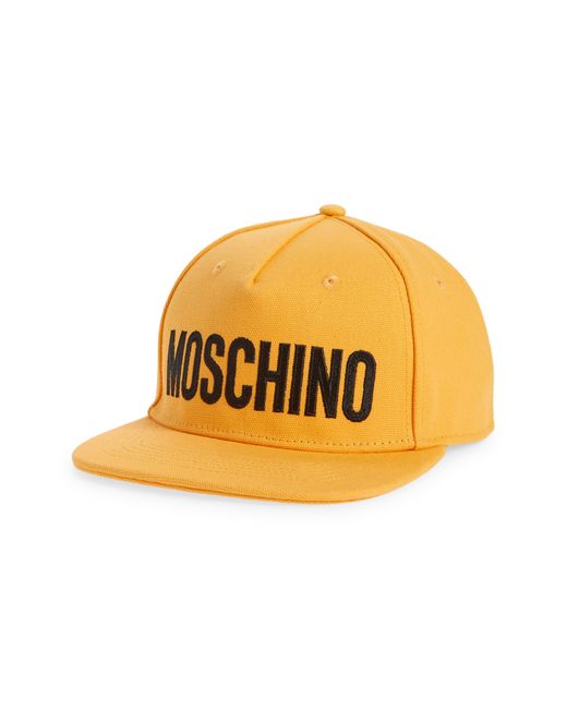 Moschino Yellow Logo Canvas Snapback Cap