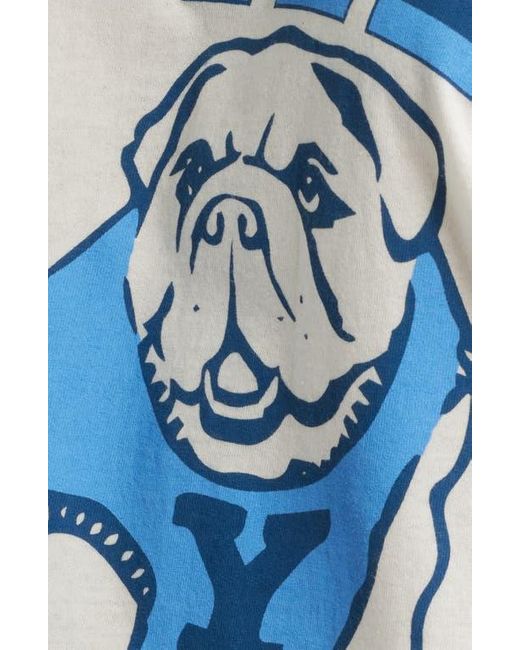 GOLDEN HOUR Blue Yale Bulldog Cotton Graphic Ringer T-Shirt
