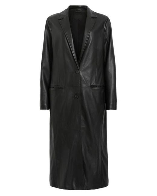 AllSaints Black Aire Leather Coat