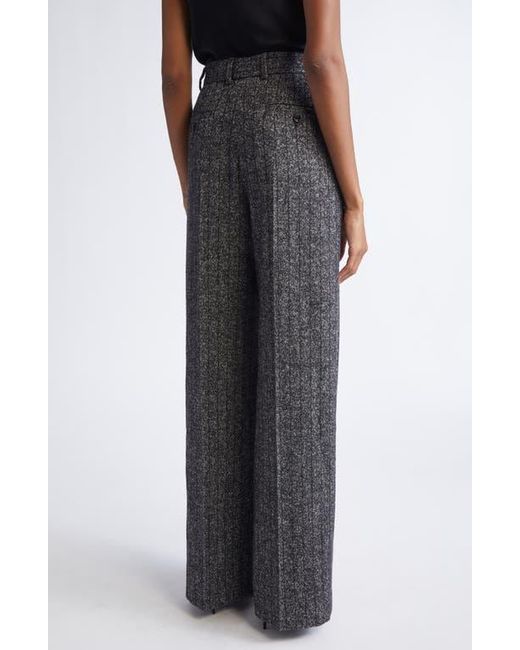 Dolce & Gabbana Gray Pleated Stripe Virgin Wool Blend Pants