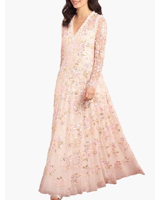 Needle & Thread Pink Sequin Paradise V-Neck Gown