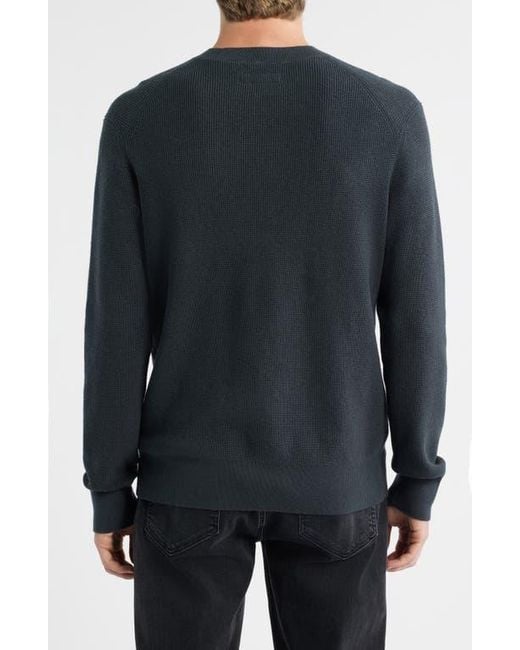 AllSaints Black Oversize Cotton & Wool Waffle Crewneck Sweater for men
