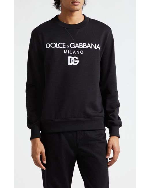 Dolce & Gabbana Black Embroidered Logo Cotton French Terry Graphic Sweatshirt for men