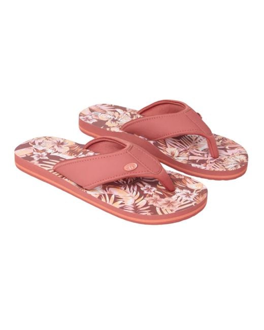 Animal Pink Leaf Print Flip Flops