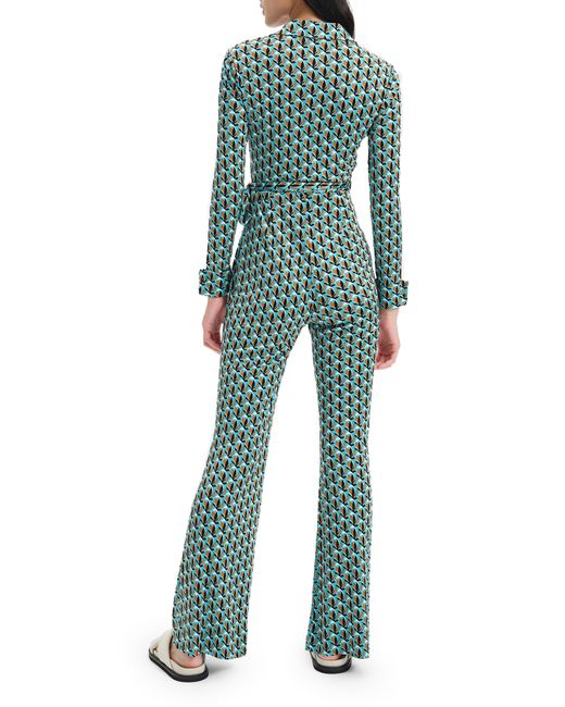 Diane von Furstenberg Green Michele Long Sleeve Jumpsuit