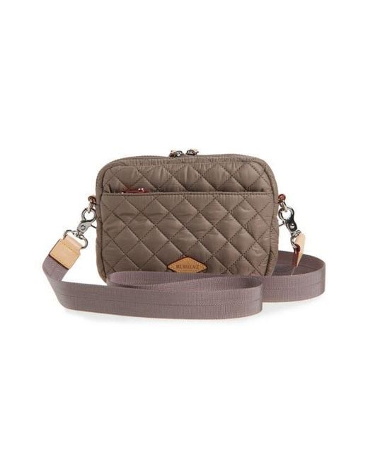 MZ Wallace Brown Small Metro Quilted Nylon Camera Bag