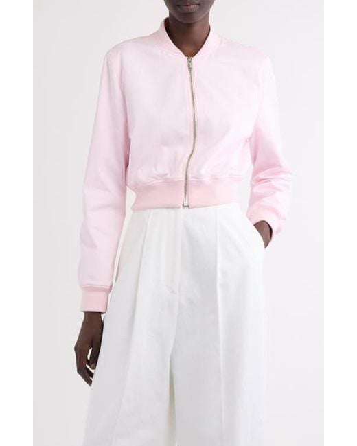 Givenchy Pink Logo Embroidered Crop Bomber Jacket