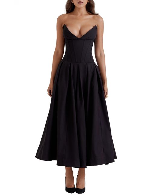 House Of Cb Black Lady Strapless Midi Dress