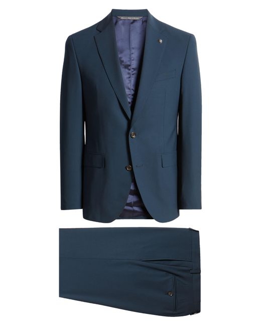 Jack Victor Blue Esprit Solid Stretch Wool Suit for men