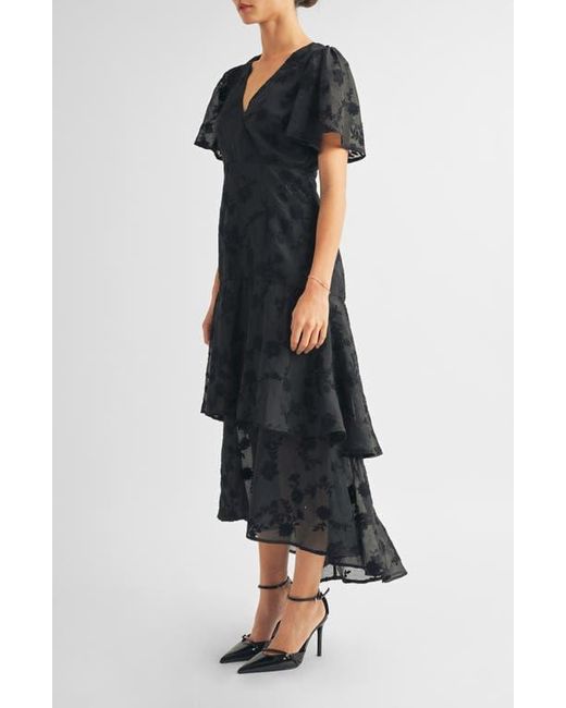 Arose Studio Black Londyn Flutter Sleeve Gown