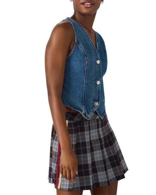 Steve Madden Blue Micky Crop Denim Vest