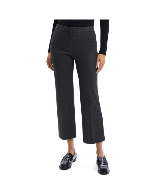 Theory Black Herringbone Kick Flare Ankle Pants