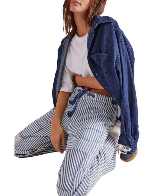 Free People Blue Moxie Railroad Stripe Pants