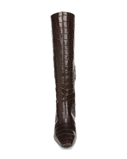 Sarto Brown Andria Croc Embossed Knee High Boot
