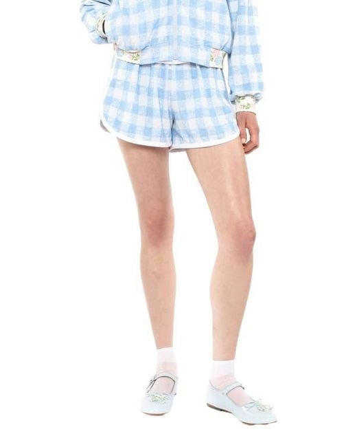 Anna Sui Blue Gingham Terry Shorts